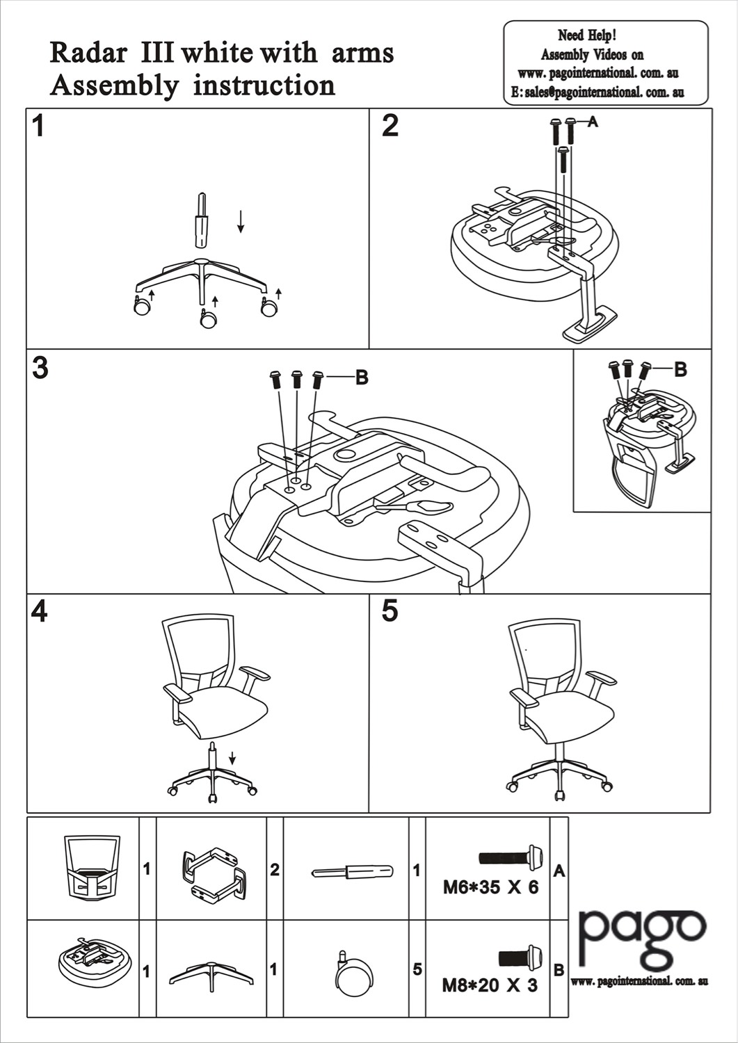 Pago Chair Assembly Instructions